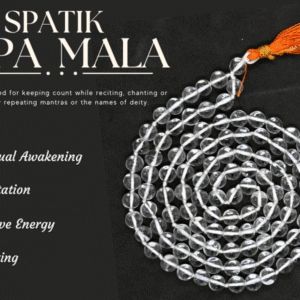 sphatik mala 108 bead original japa prayer beads ganthi aaa grade spatik mala healing gemstone clear quartz for yoga meditation spiritual reiki feng shui (8mm beads)